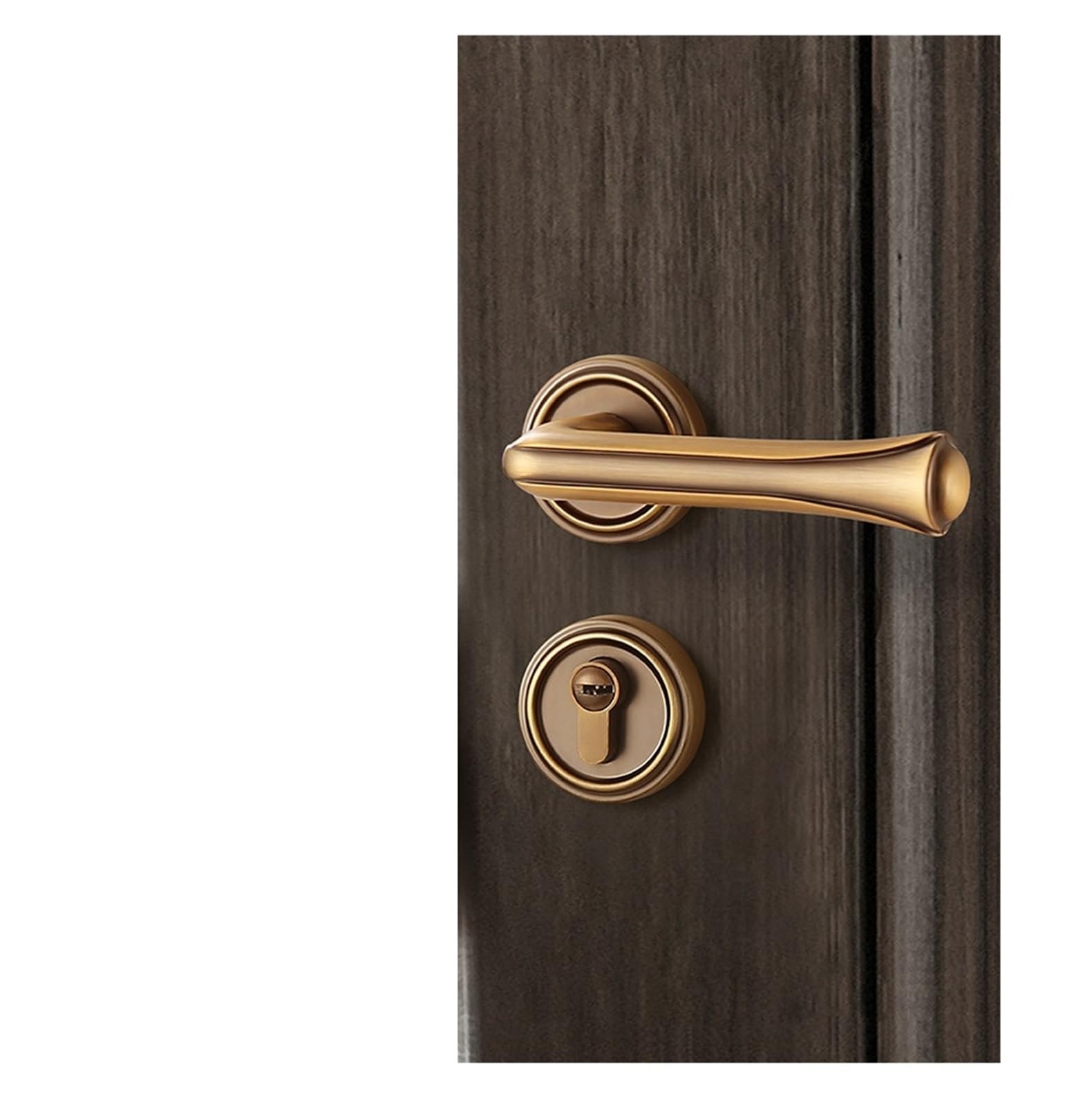 NYRXRYTCA Indoor Split Lock Ancient Simple Wooden Door Lock Bedroom Silent Room Door Lock American Yellow Bronze Magnetic Door Lock(Type A-Magnetic lock)