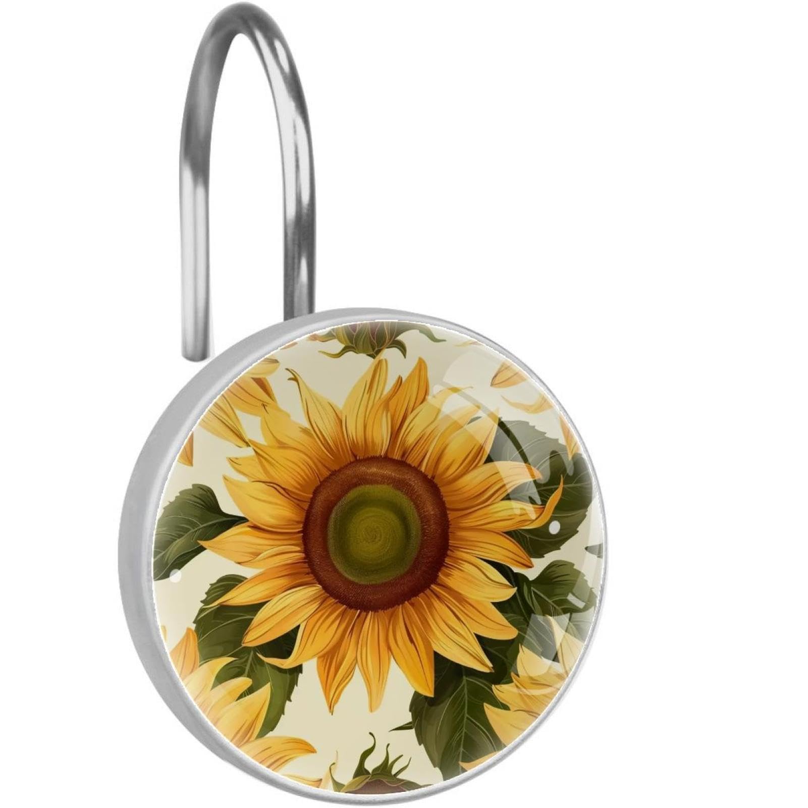 Crochets de rideau de douche vintage en verre cristal et tournesol x12