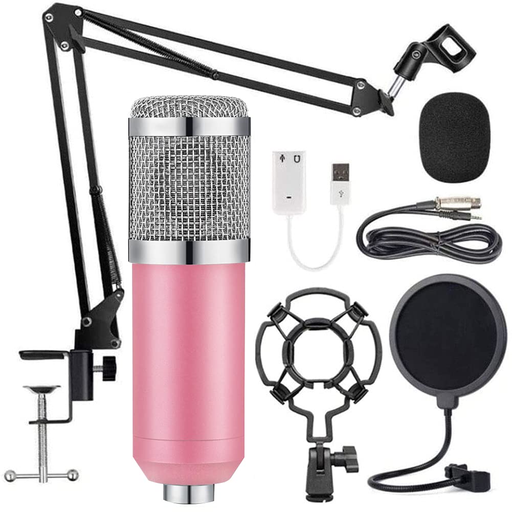 Puyong BM-800 Condenser Microphone Kit, Recording Microphone Kit with Adjustable Microphone Holder a