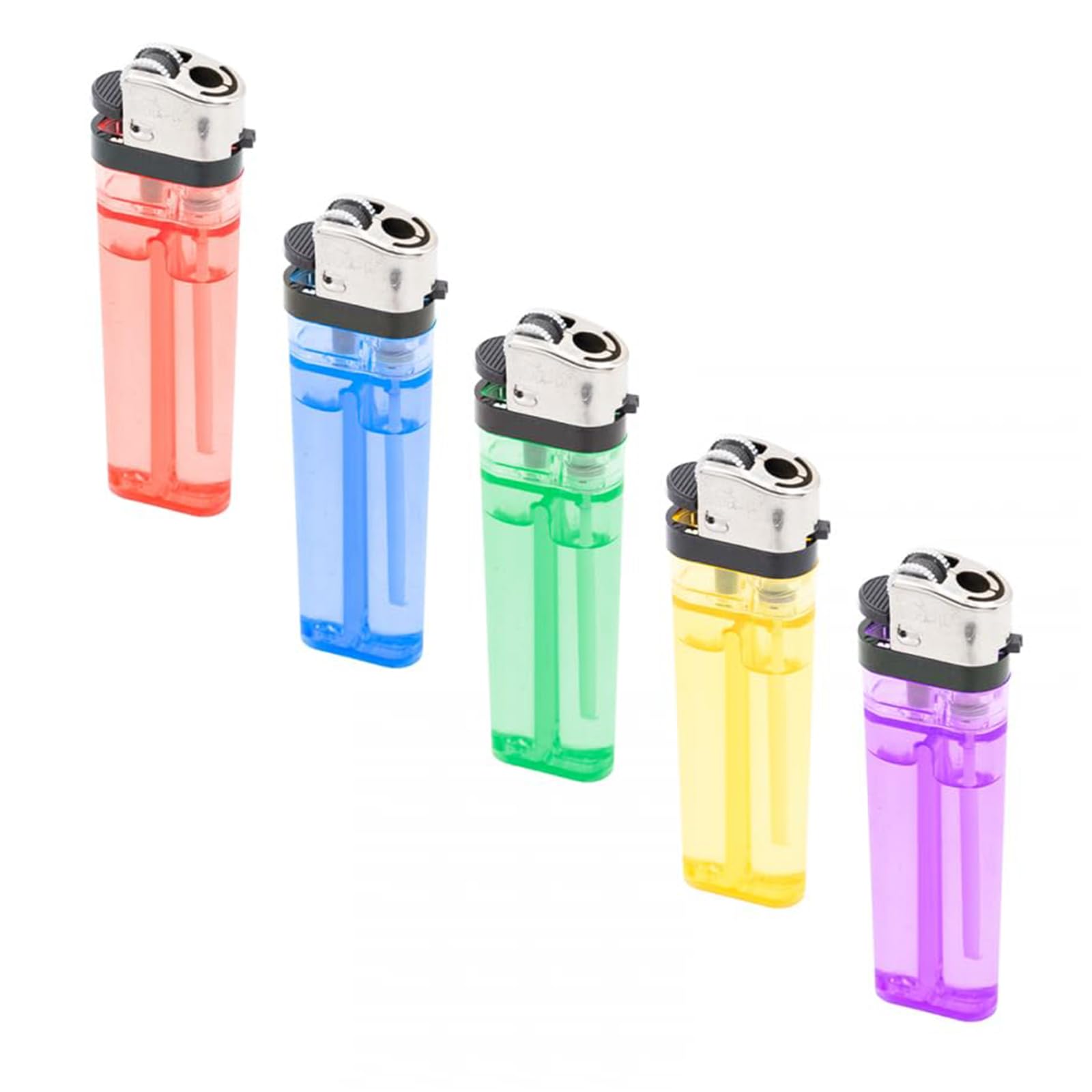 HIBRON – Pack de 50 Mecheros Desechables de Colores Translúcidos | Encendedor Clásico con Piedra y Llama Regulable