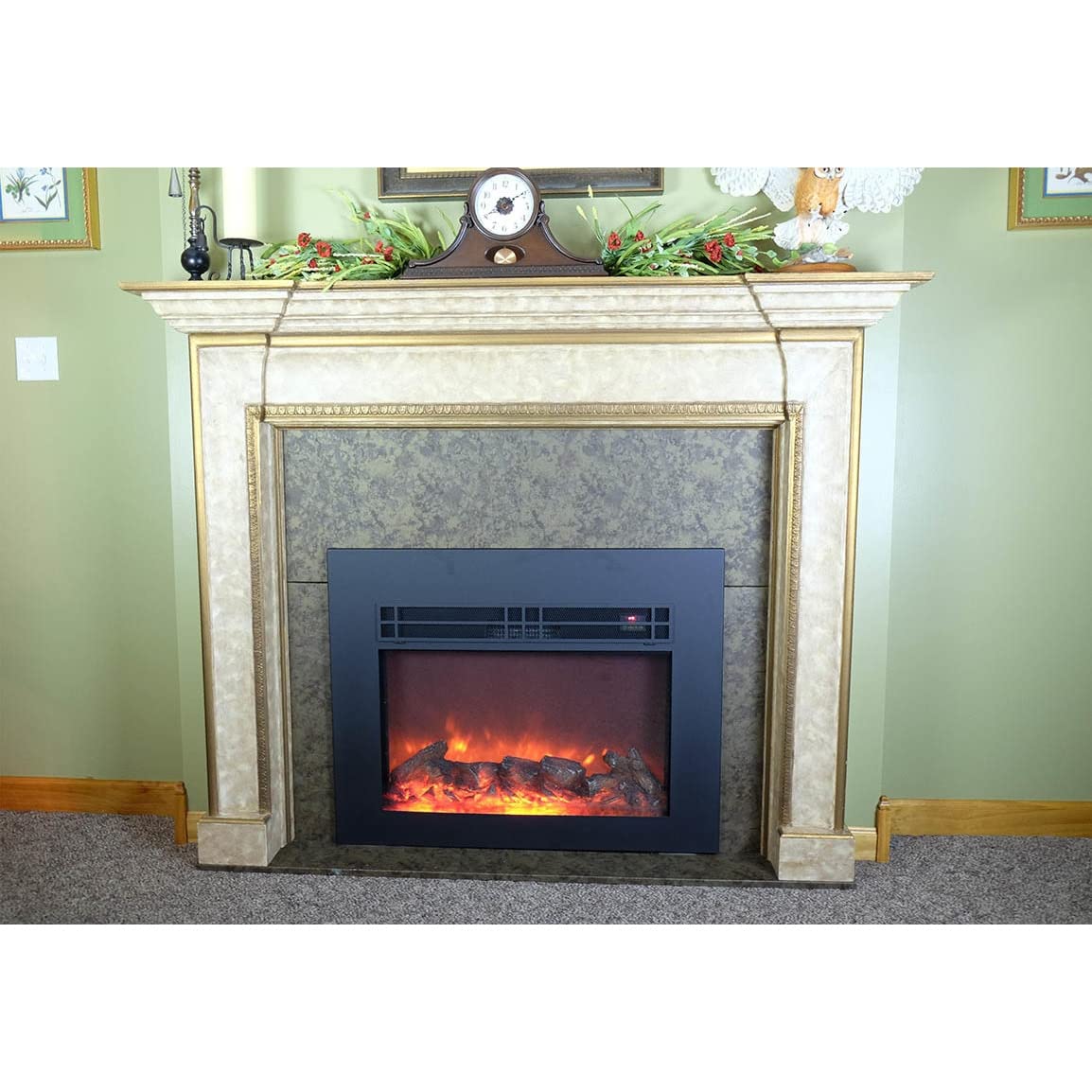 Amazon.com: Y-Decor True Flame Electric Fireplace Insert Y-Décor 26 with  Front Surround : Home u0026 Kitchen