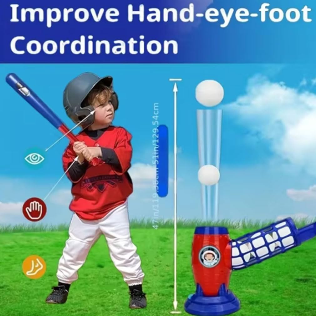 Set de Lanceur Automatique de Baseball pour Enfants, Jeu de Baseball Enfant avec Lanceur Automatique,Ensemble de Tee-Ball avec Batte, 5 Balles, Jouet Sportif Extérieur (Electric)