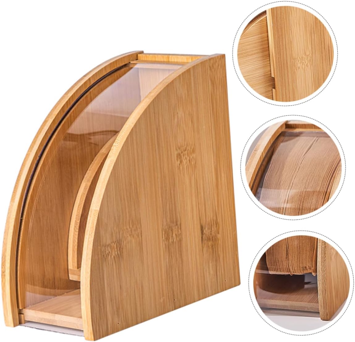 BESTonZON Desktop with Organizer Wear-resistant Tabletop Stand Shape Holder Rack Fan for Storage Wooden Durable Cone Household Natural Coffee Filters Smooth Paper Container Cover Wood
