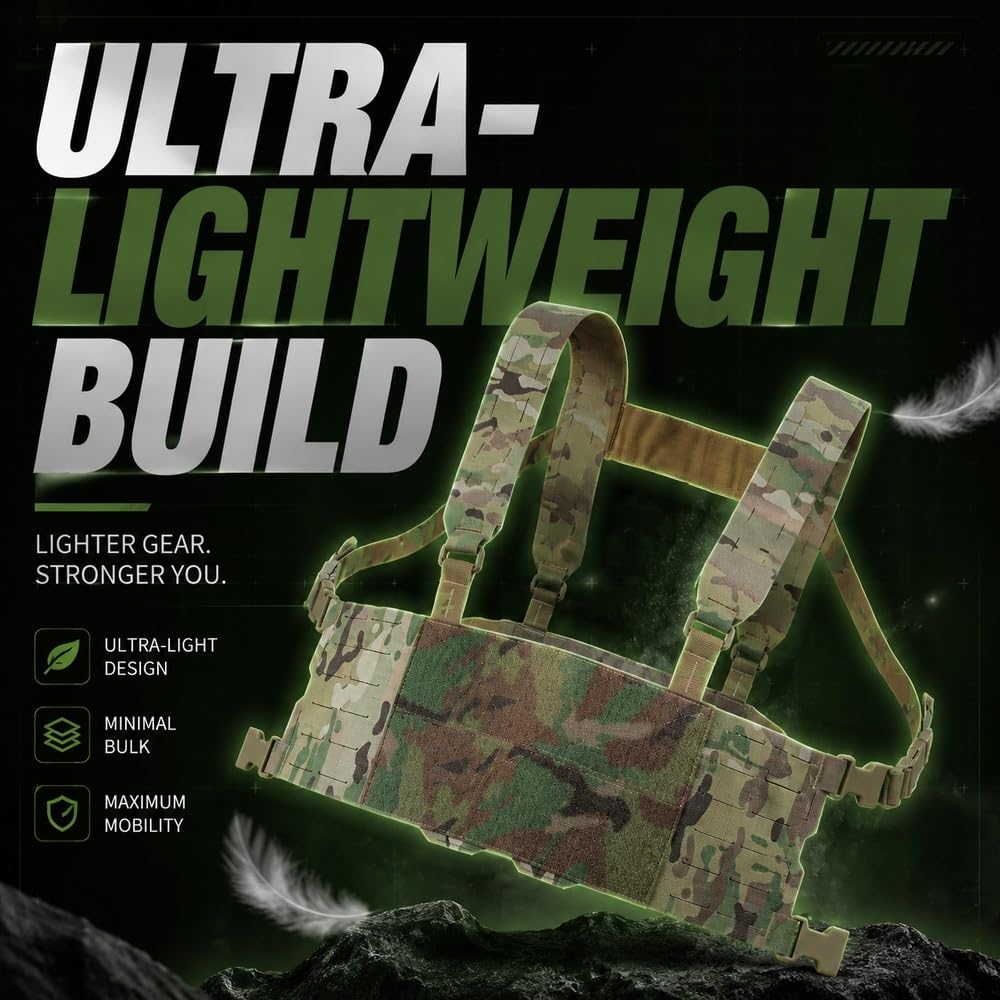 Arnés modular ultraligero Molle para el pecho ajustable para exteriores