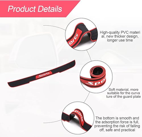 Miniatura 11 de Protector de parachoques trasero de automóvil, universal de goma negra antiarañazos/almohadilla protectora para la puerta del maletero deslizante