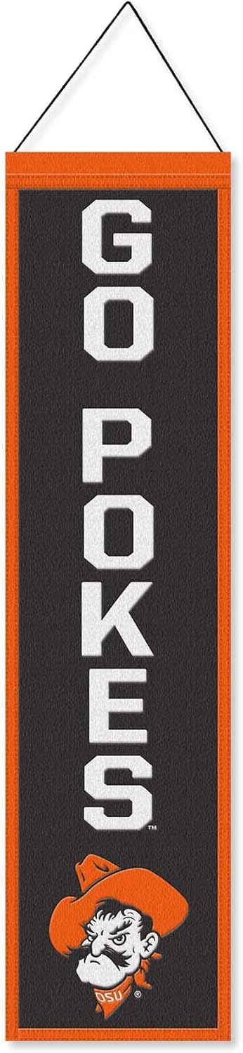 WinCraft Oklahoma State University Cowboys Go Pokes 8x32 Inch Vertical Wool Embroidered Hanging Banner