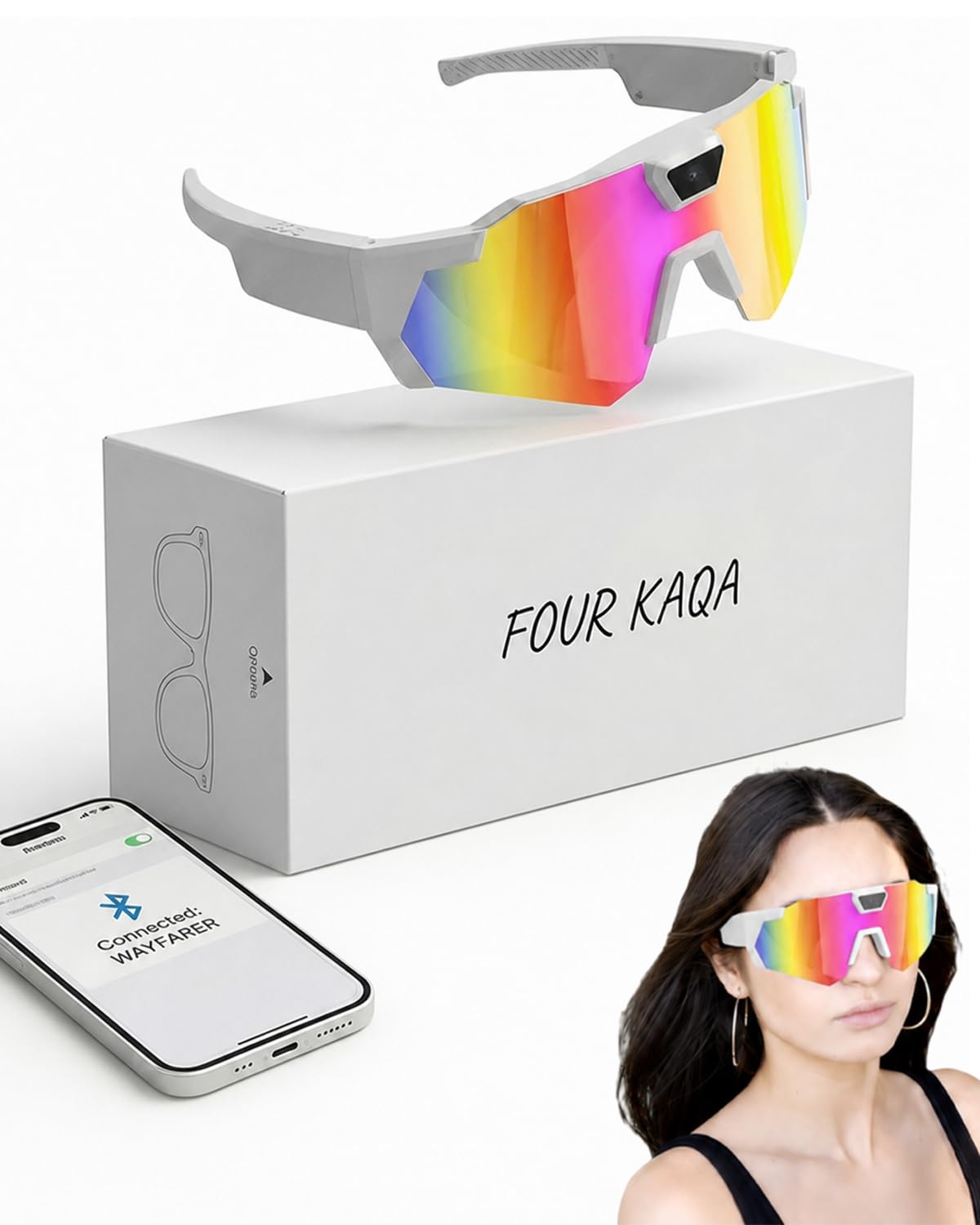 Pov Glasses 4k Baseball with Camera Smart Glass for Men Women Sunglasses Cameras and Audio Video Action 2026 Upgrade Eyeglasses Running Style Meets Function Sports Cycling Hiking HD(Iridescent)
