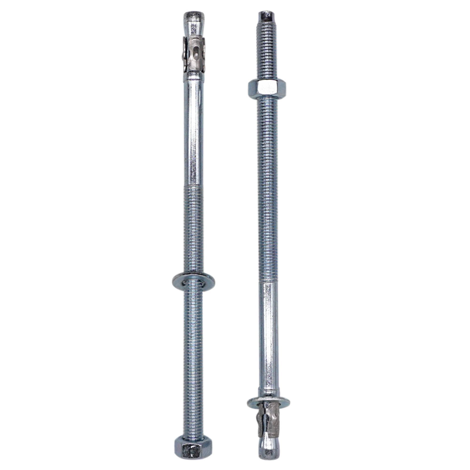 Skir'co (4 Pcs) Zinc Plated Wedge Anchors M12 X 250 Mm, Metal Dowels, Anchor Bolt, Masonry And Concrete Expansion Bolts