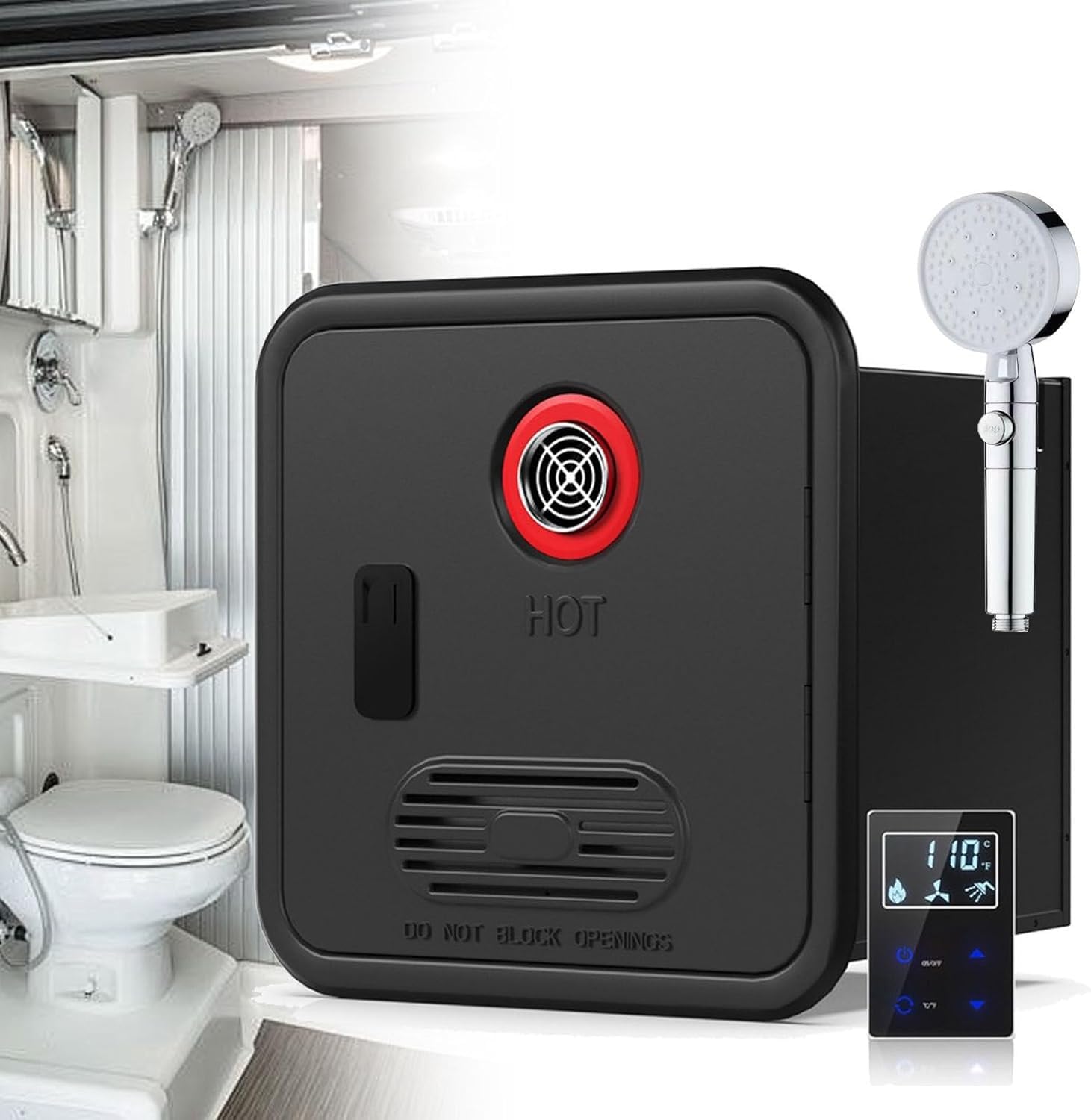 Calentador De Agua Para RV De Gran Altitud, 55,000 BTU, Calentador De Agua Instantáneo A Propano, DC 12V Con Fácil Instalación, Gas Propano, Instantáneo Certificado CSA Para Camping Y RV(Black)