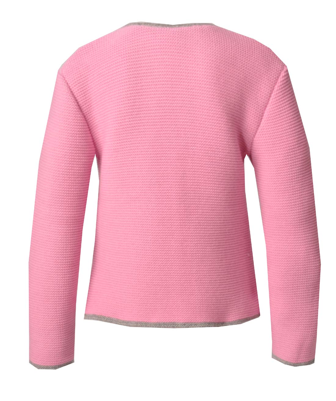 Isar-Trachten Obertresenfeld - Chaqueta de punto para niños, color rosa, contraste gris claro, talla 68-176