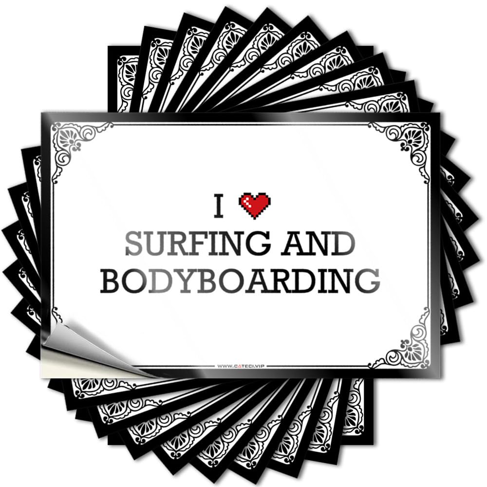 Fzfn Colour Tattoos Love Decor Durable Vinyl - I Love Surfing And Bodyboarding Laptop For Paw Use(8X12cm)