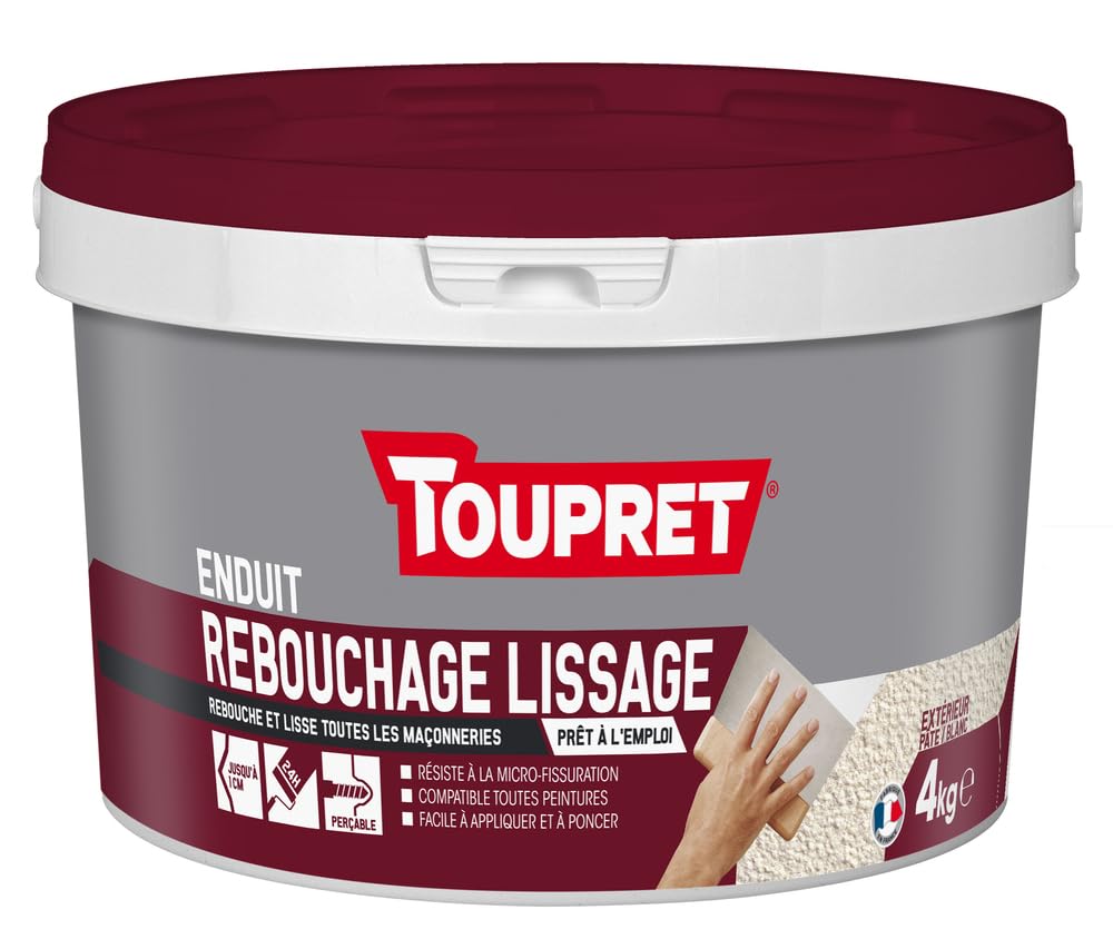 Toupret Enduit de Rebouchage Lissage 2en1 pâte 4kg