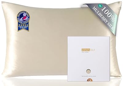 ZIMASILK 100% Pure Mulberry Silk Pillowcase for Hair and Skin Health,Soft and Smooth,Both Sides Premium Grade 6A Silk,600 Thread Count,with Hidden Zipper,1pc(Standard 20''x26'',Pale Pink)