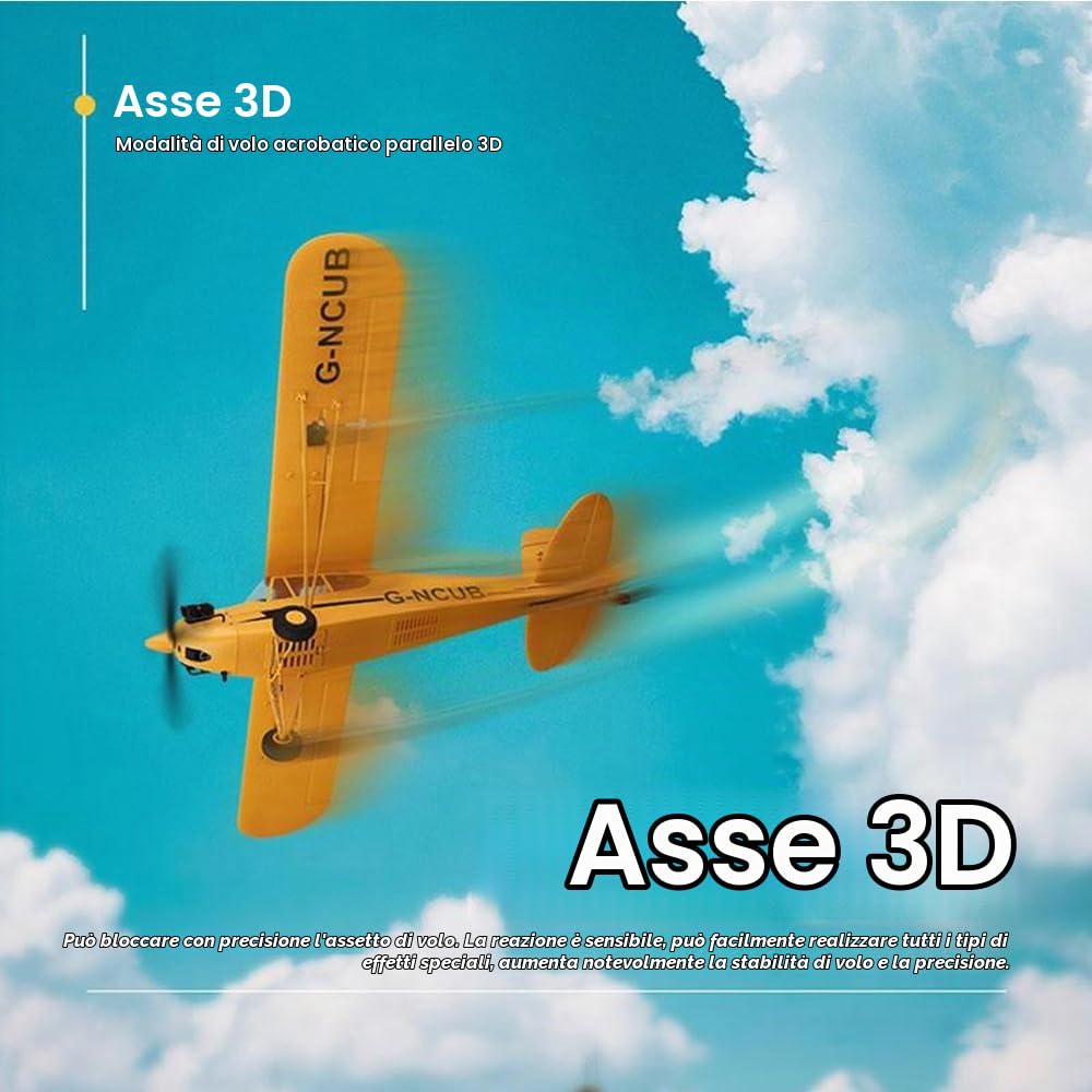 Aereo RC 5CH J3-CUB Aerei Telecomandato per Adulti 1406 Motore Brushless Aereo RC Acrobatico ad ala Fissa 3D/6G all'aperto con Parti Sostituibili