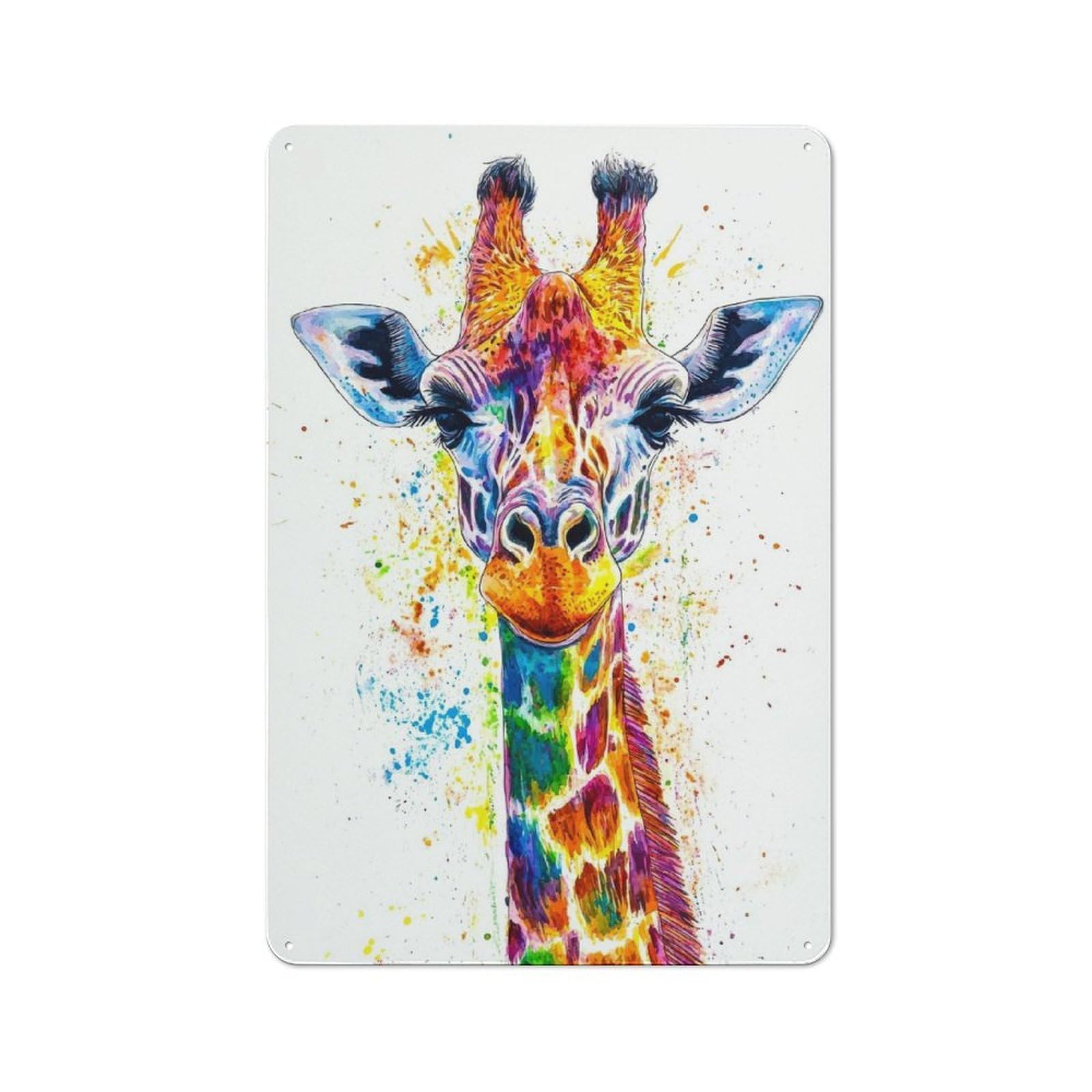 Junmoney Style-19 Vintage Garden Room Metal Sign 30X20cm Featuring Colorful Giraffe Portrait(3), Utility Space Decor For Shed, Garden Room, Porch Or Garage