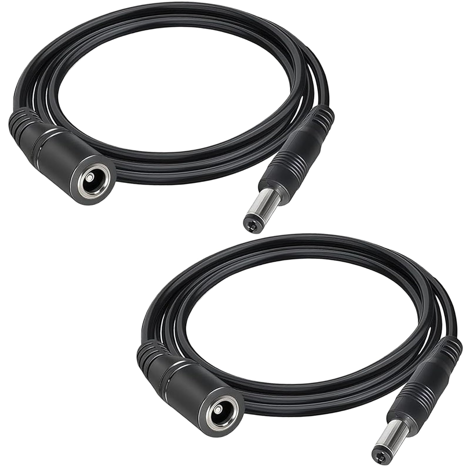 AmiCera 2Pcs DC Extension Cable, 5.5 x 2.1mm CCTV Power Extension Cable Camera Lead Compatible for Tapo Camera Tp Link, LED Strip Light, DVR/NVR Recorder, Durable 12V/24V DC Power Lead, Black 3M