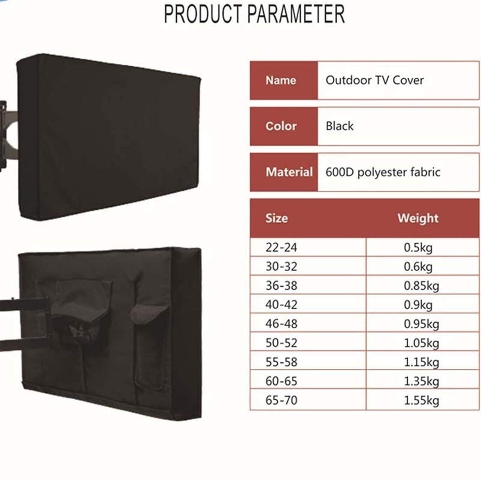 Copertura per TV da esterno, scatola impermeabile esterna per TV da 22 a 55 pollici, panno in microfibra antipolvere per proteggere lo schermo resistente alle intemperie copertura universale per TV
