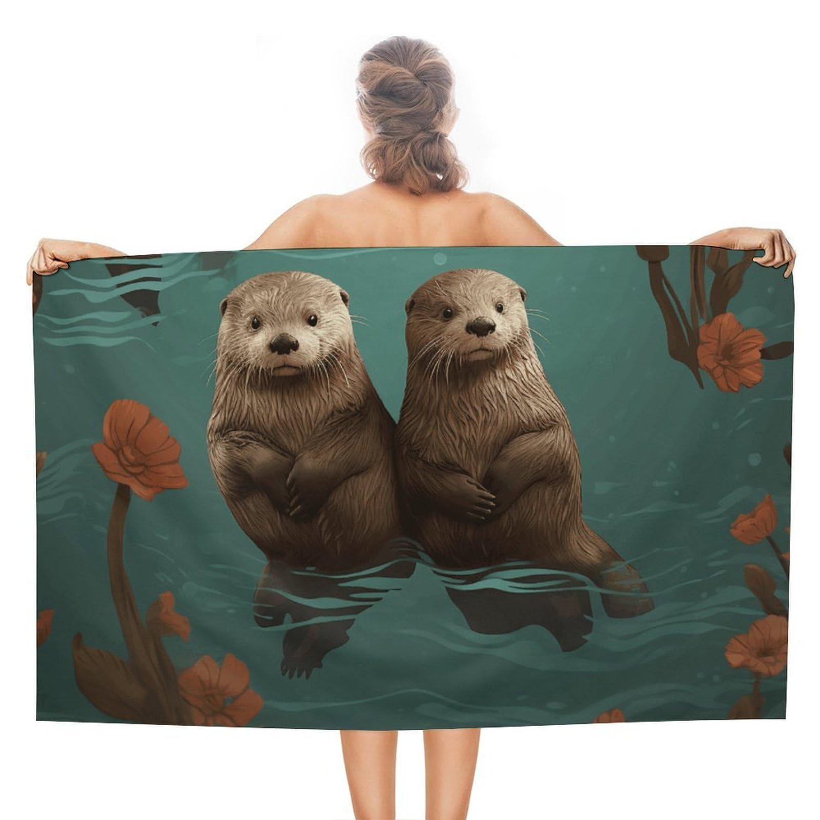 asbwuo Otters in Love Beach Towels Extra Large Quick Dry Absorbent