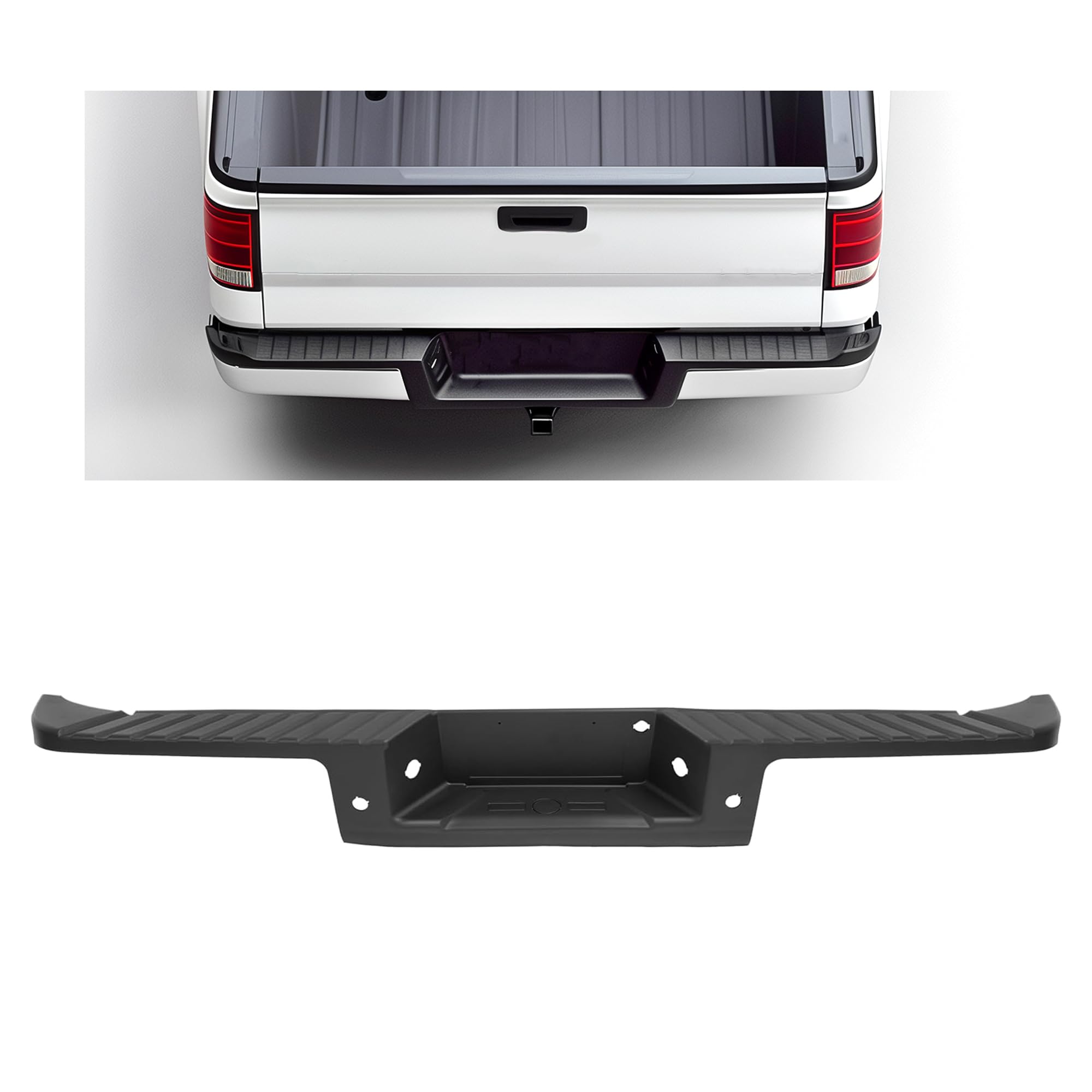 HECASA Rear Bumper Step Pad Compatible with 2009-2014 Ford F150 Styleside Bed w/Class 3 Hitch Towing Package and Reverse Sensor Model Plastic(PP) Black Replacement for 9L3Z17B807B FO1191124 FO1191125