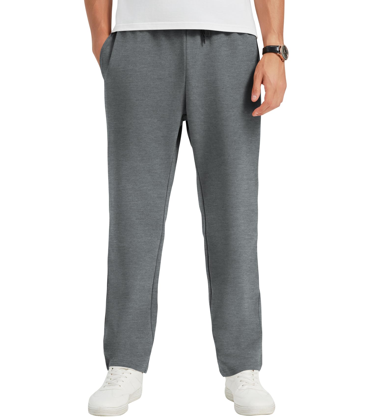 Idtswch 32/34/36/38/40 Long Inseam Men's Tall Yoga Sweatpants Open Bottom Joggers Casual Loose Fit Pants with Pockets