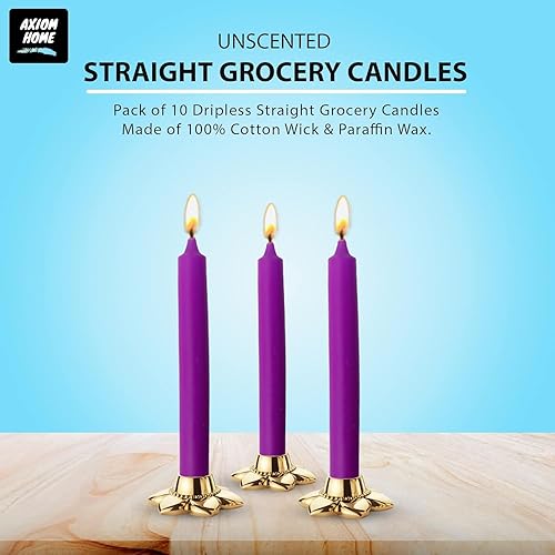 Miniatura 63 de Axiom Candles Velas altas sin goteo de 10 pulgadas sin perfume y sin humo, 9 horas de tiempo de combustión, velas cónicas para el hogar, cenas