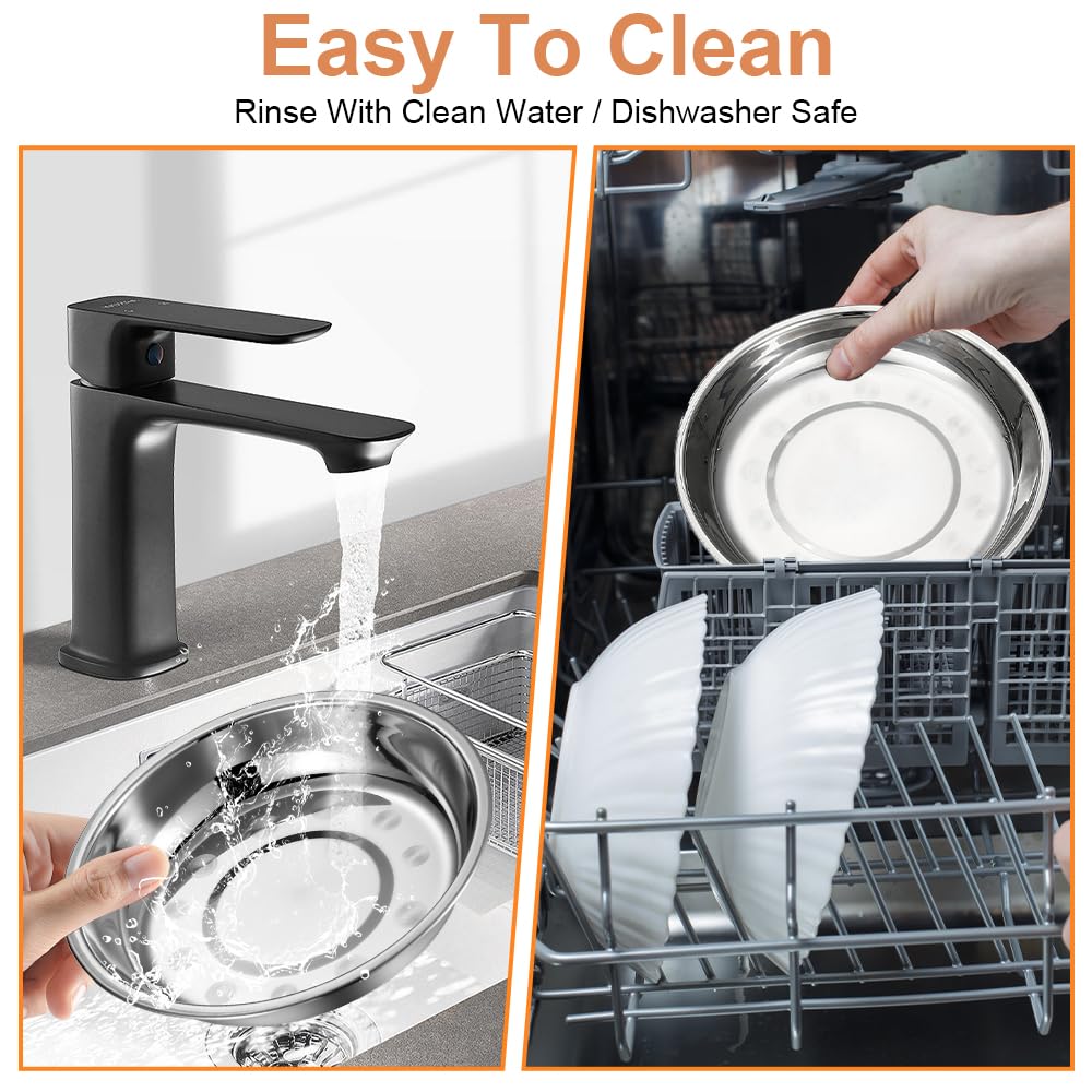 5 Ciotole Per Gatti In Acciaio Inox - 15.5cm, Piatte E Larghe, Lavabili In Lavastoviglie - Foto 2