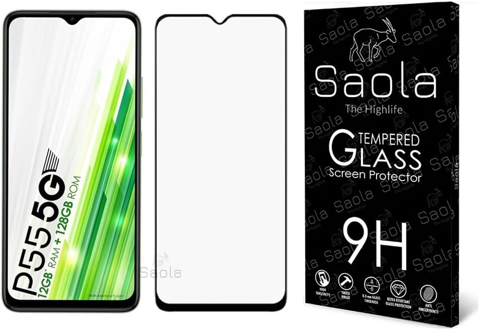 Saola® 11D Tempered Glass For itel Power 55 5G (PACK OF 1) with Free Installation Kit. Full screen Coverage. Free Replacement If Received Damaged - 6.6 inch