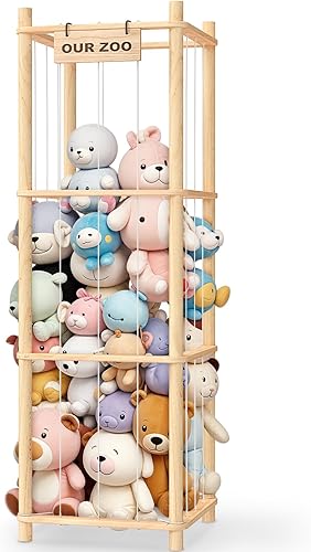 Almacenamiento y organizador de animales de peluche, soporte de madera para juguetes de zoológico para habitaciones de niños, salas de juegos y disponible en Yaxa Costa Rica