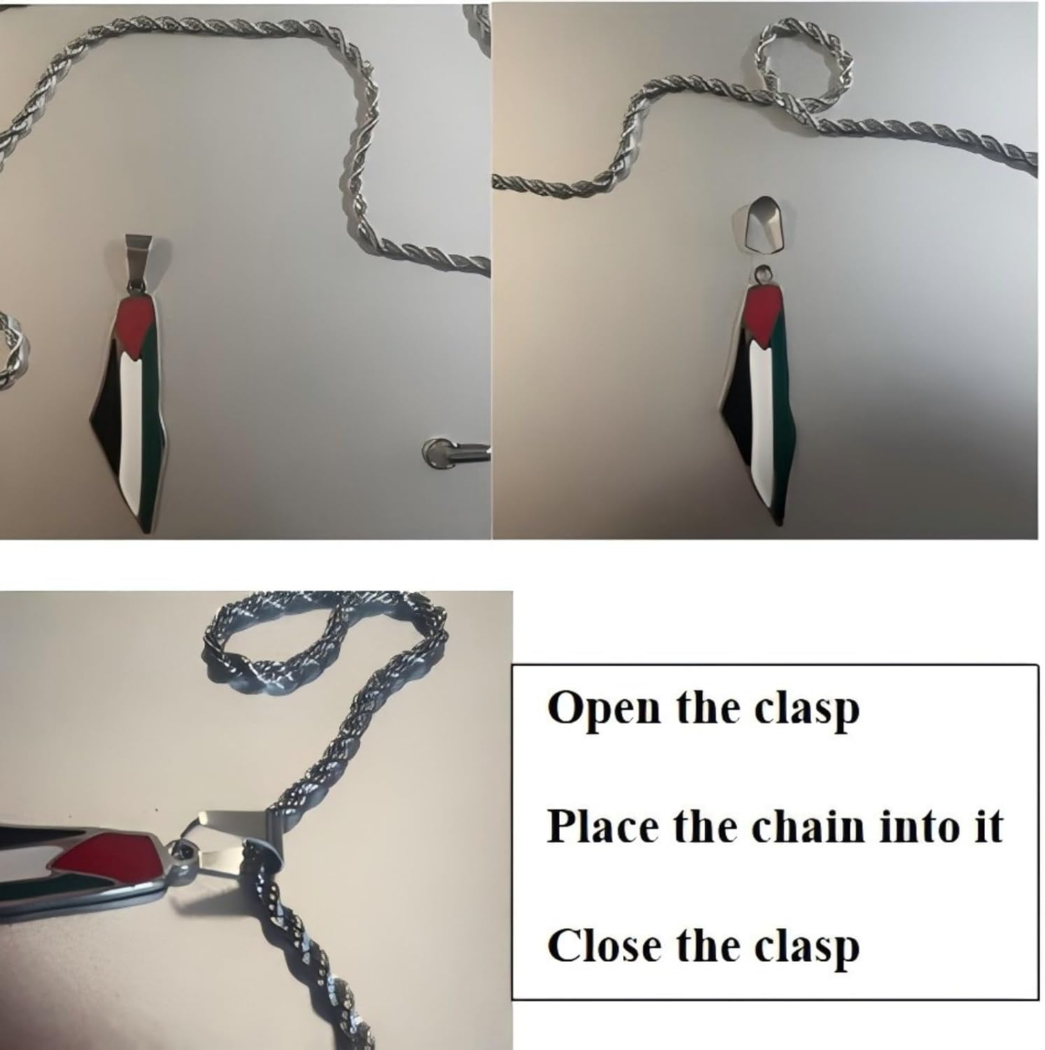 Palestine Map Pendant Necklace, Stainless Steel Chain, Multicolor,Peace Pendant - Image 3