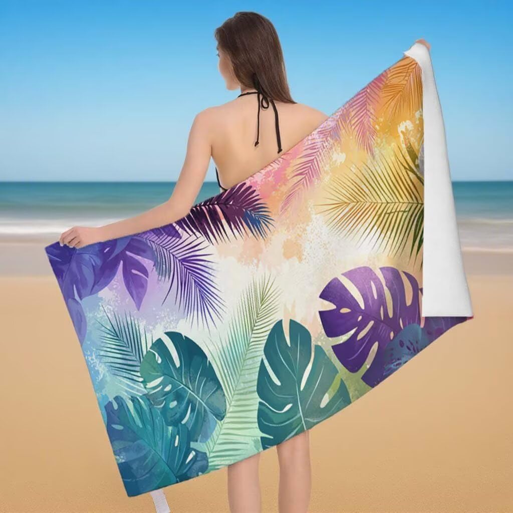 Telo Mare XXL 100x200cm/35x70cm, 2 Set Telo Mare Microfibra Sogno Asciugamano Palestra Uomo, Antisabbia, Leggero, Asciugatura Rapida, Teli da Spiaggia Grandi Accessori per Camping Natation Yoga D-94