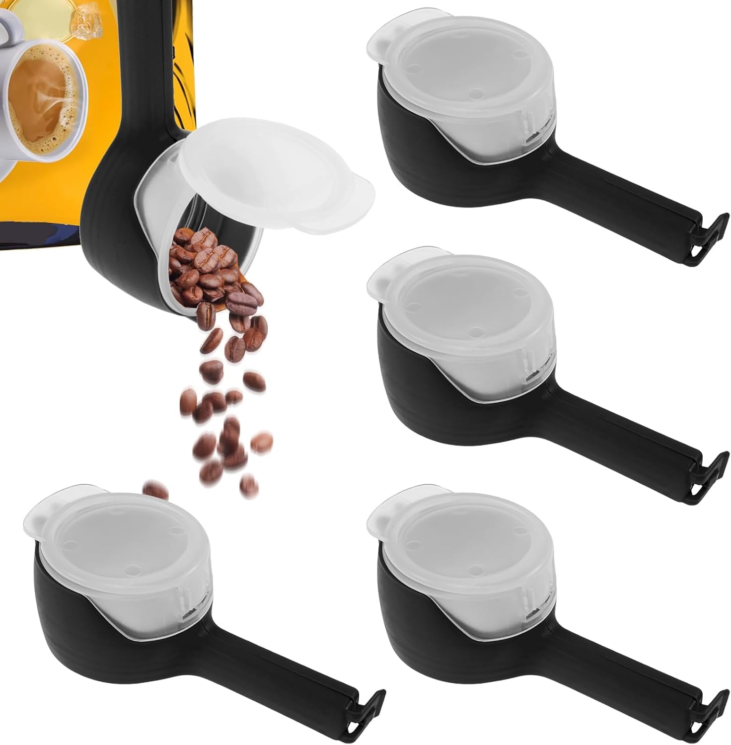 4Pcs Food Clips Bag Sealing Clips with Spout, Plastic Snack Dispenser Clip, Reusable Kitchen Clip, Food Bag Clips, Freezer Bag Clips, Fresh Clips for Packaging,Snacks, Pet Food, Flour, Oatmeal