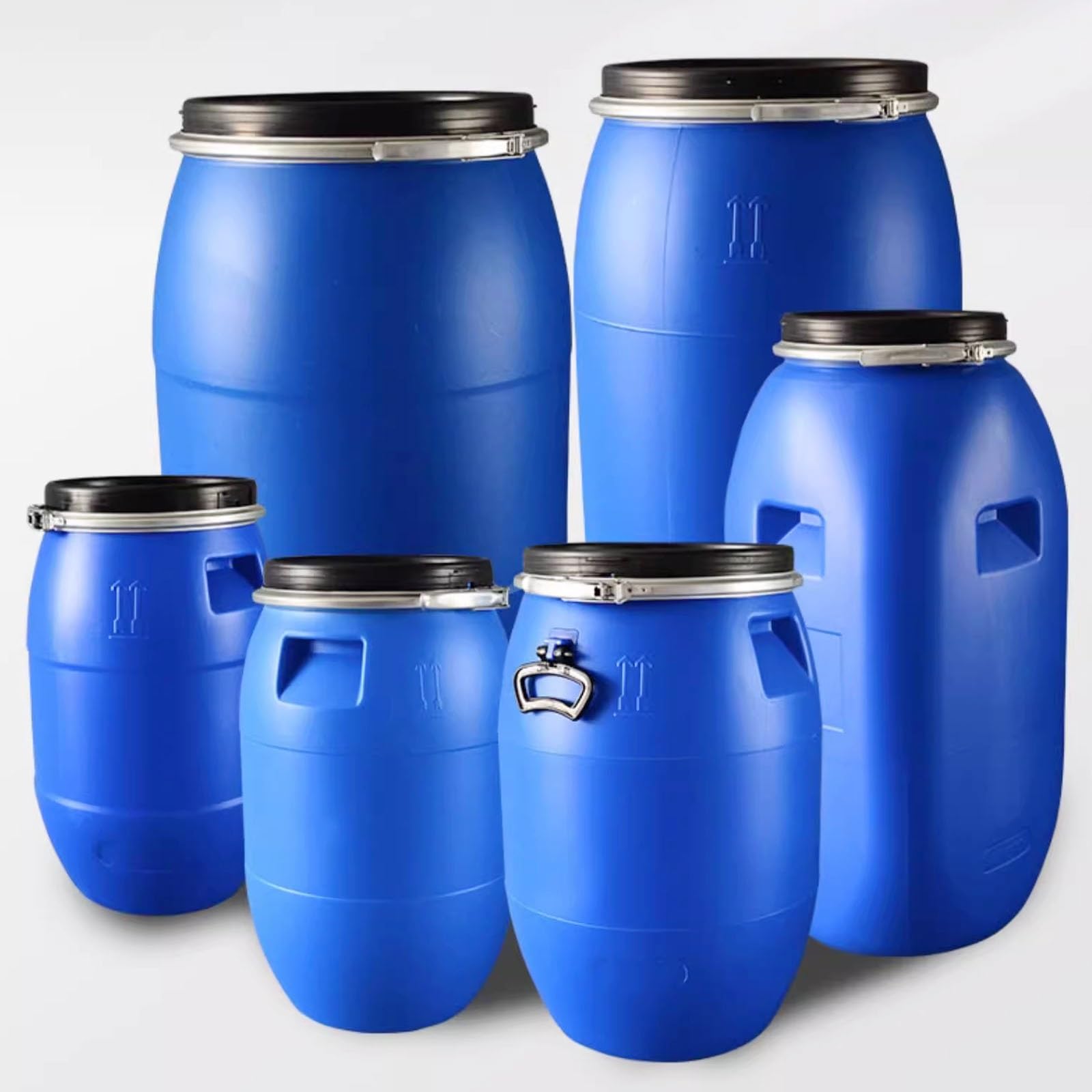Contenedores de Almacenamiento de Agua con Grifo, Plástico Barril de Almacenamiento de Agua con Tapa, Anillo de Sellado de Metal, Cubos de Plástico de Calidad Alimentaria(200L)