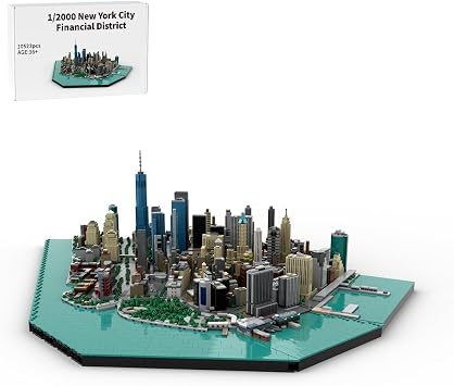 Manhattan Downtown Financial District Building Blocks Set, 1/2000 Scale City Architecture Model, Inspired by New York Iconic Skyline, 10523PCS, Gift for Adults and Architecture Lovers