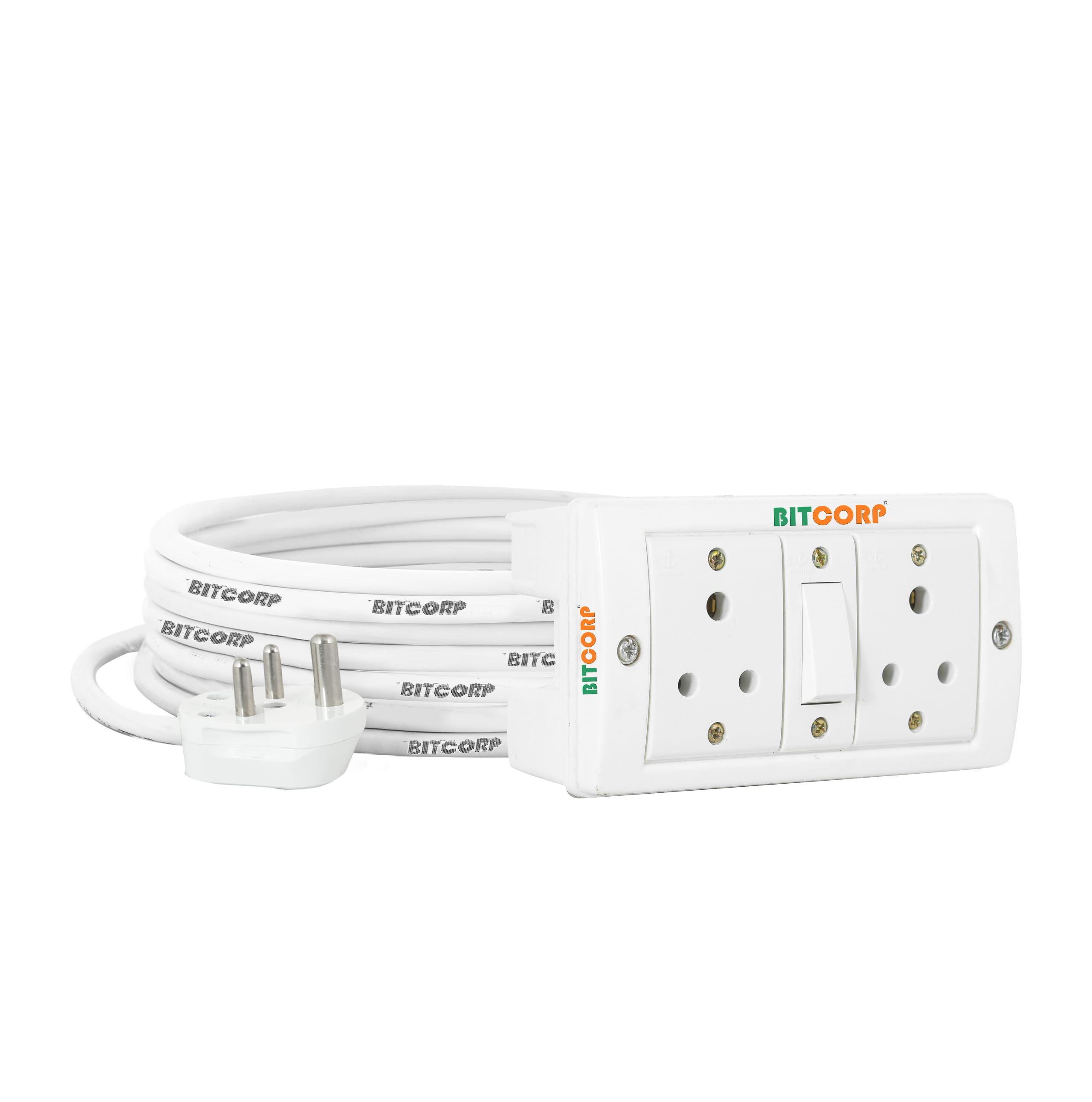 Bitcorp Extension Cord (2000W) 6A 10A 13A Spike Guard Thermal Protection 2 Way Multi Pin Outlet 1 Switch Power Cord with 5 Meter Long Wire Cable Suitable for Small and Heavy Duty Appliance (B07MV23GVC) Amazon Price History, Amazon Price Tracker