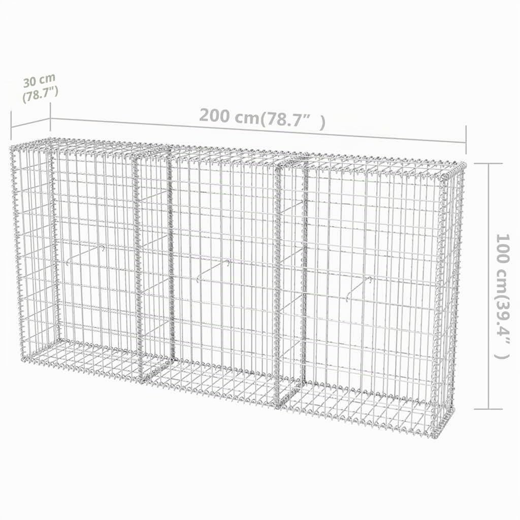vidaXL Cesta de muro de gaviones acero galvanizado 200x30x100 cm