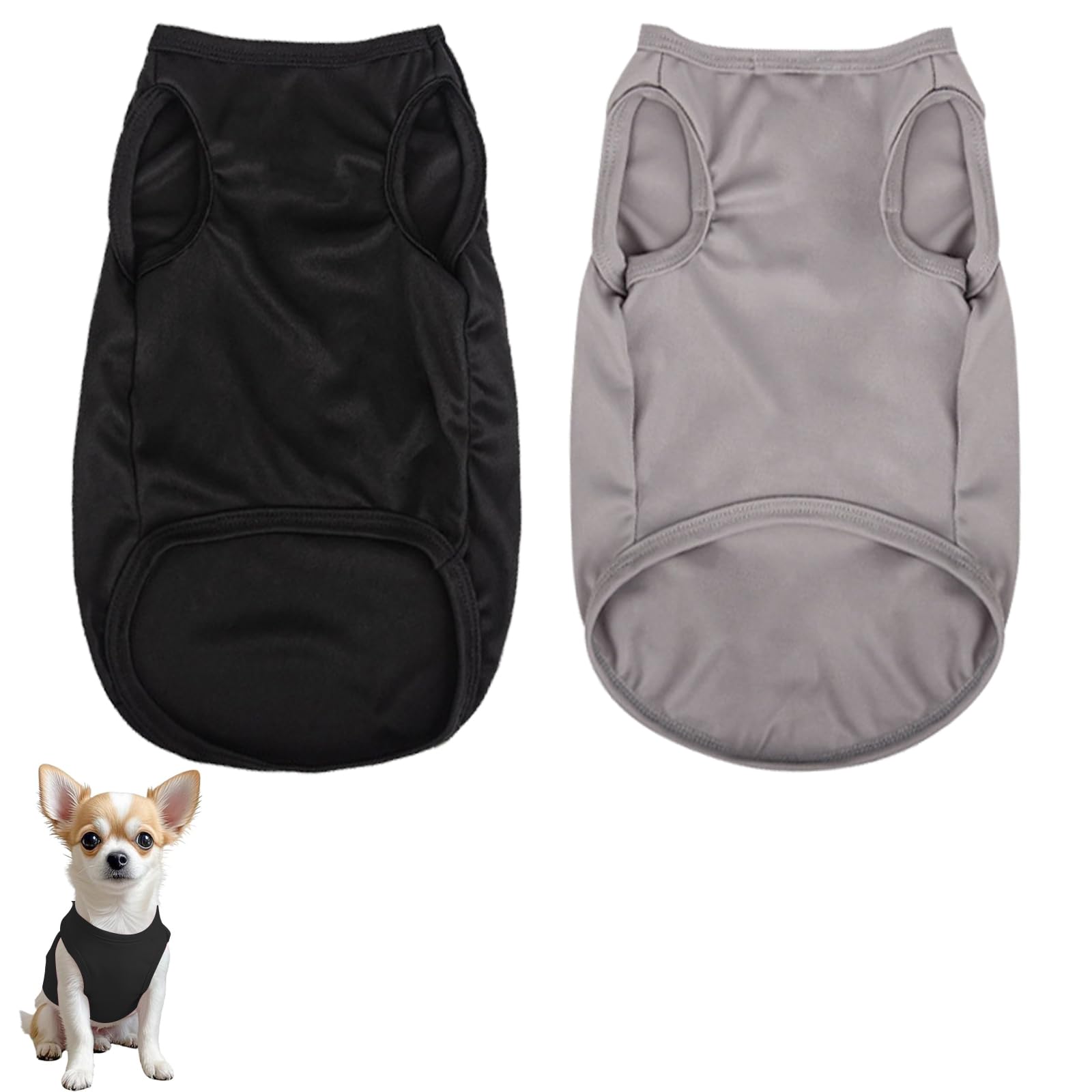 2 pièces T-Shirts D'été pour Chiens, Débardeurs Sans Manches pour Chiens de Petite et Moyenne Taille et Chats (Noir, Gris, Taille M)