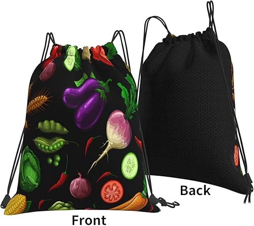 Miniatura 3 de Drawstring Gym Bag Sports Sackpack String Bag for Yoga Travel Swim-Healthy Vegetables Drawstring Backpack for Men Women
