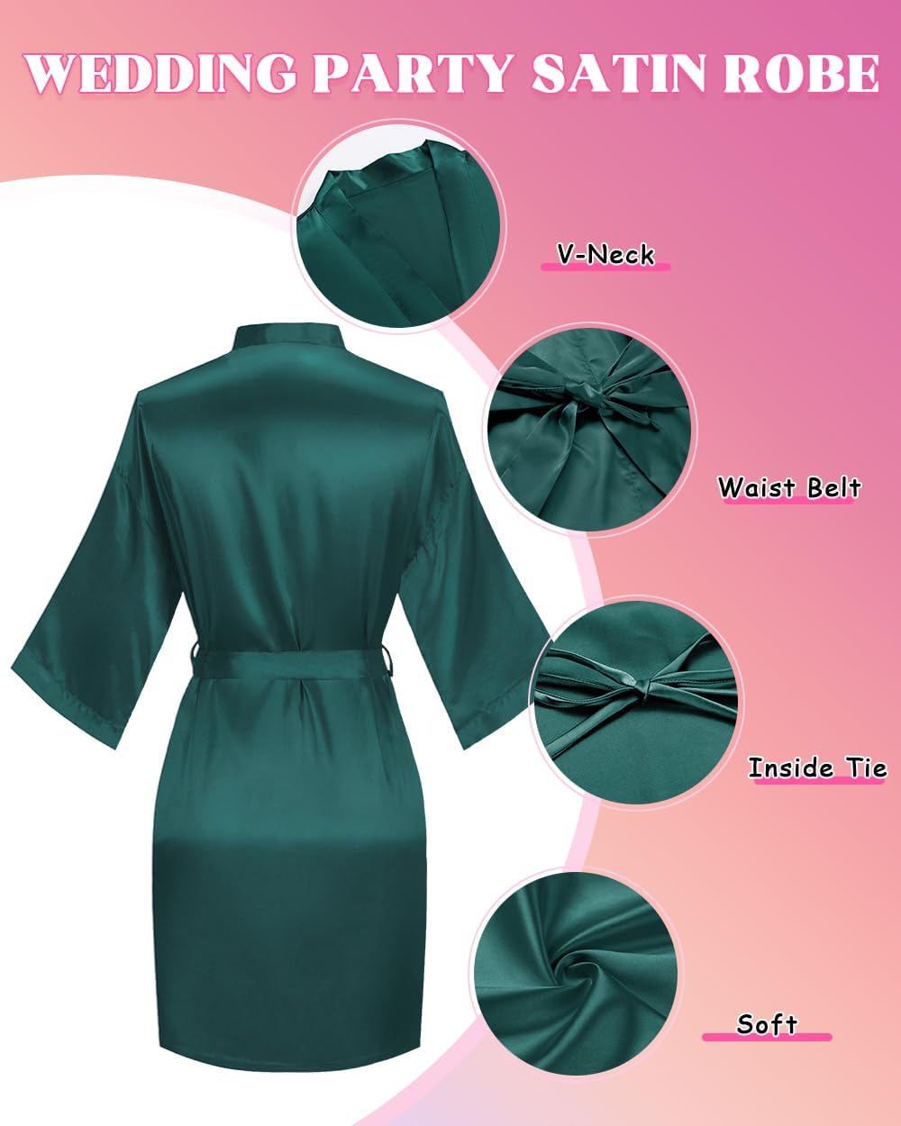 goodmansam 12 Pcs Silky Satin Kimono Robes Bride Bridesmaid Bathrobe for Women Short Sleepwear for Wedding Birthday Party
