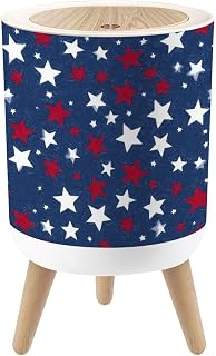 Bathroom Trash Can with Lid Patriotic Stars Seamless 4th July Independence Day Americana Backdrop Garbage Bin Waste Basket for Kitchen Office Bedroom Decoration Diaper Pail 1.8 Gallon