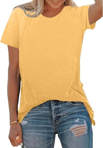 BLACKOO Womens Basic Crewneck Tee Solid Color T Shirts Short Sleeve Summer Tops