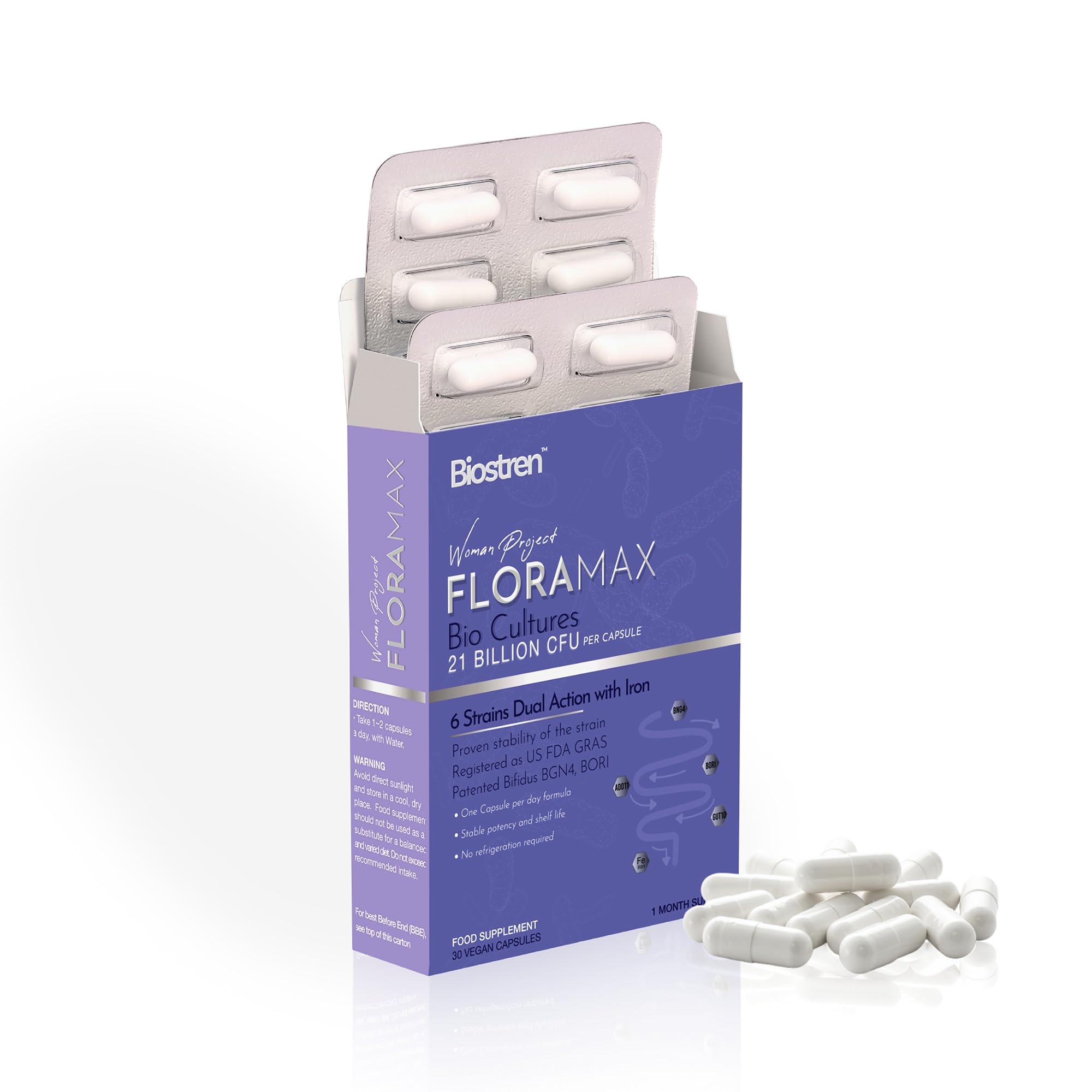 BIOSTREN Floramax Probiotics for Women | 30 Capsules 21 Billion