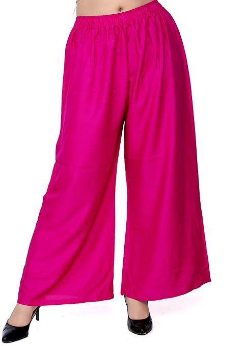 ARFHA Women Reyon Solid Straight Purple Palazo