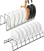 Plate Rack for Cupboard, 2 Pack Bowl and Plate Organiser for Kitchen, Space-Saving Stainless Steel Dish Rack Holder for Pots & Pans, Baking Trays, Cutting Boards, 8 Compartments (Black)