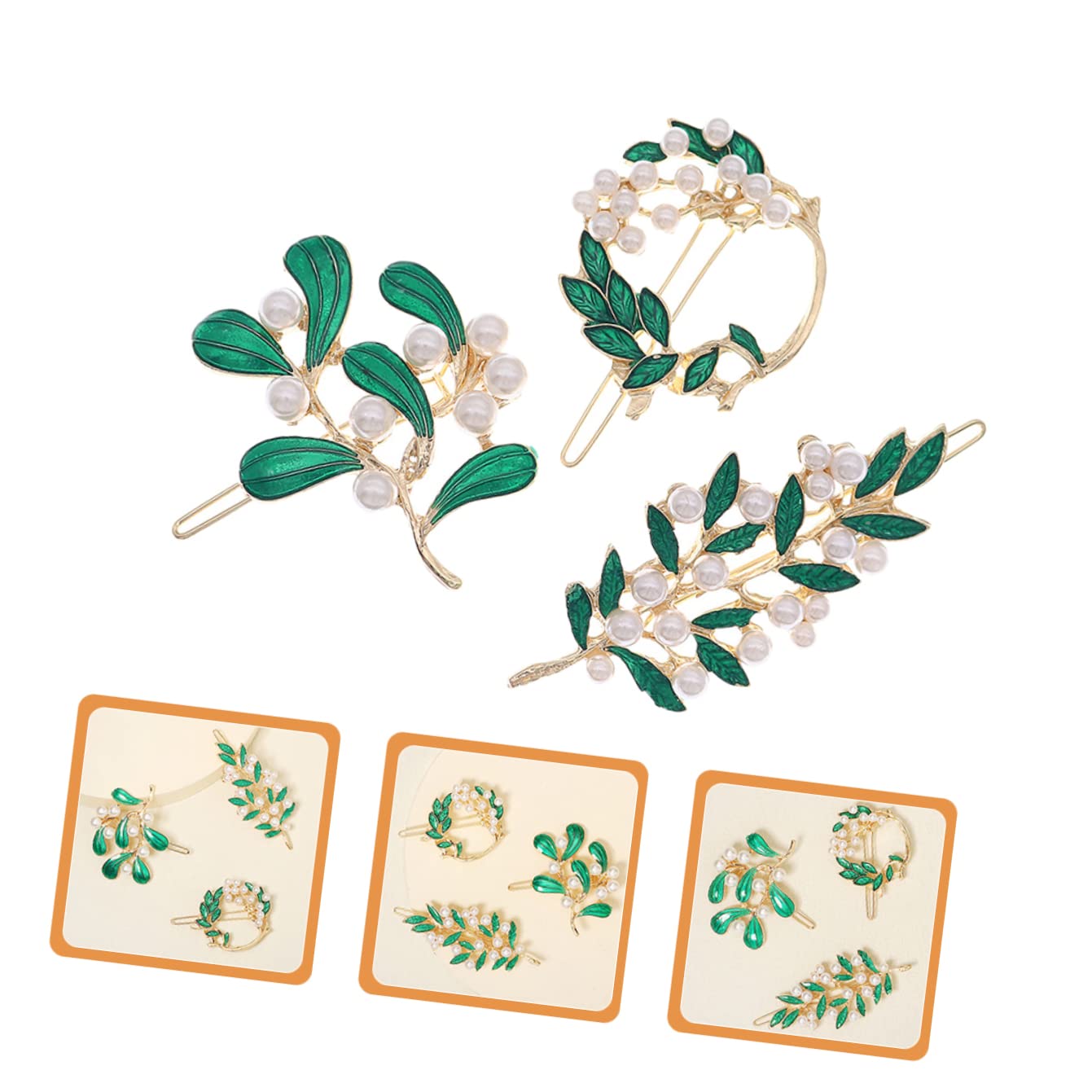 minkissy 15pezzi Fermagli Per Eleganti Con Design Foglia e Perla Di Clip Lega Per Accessori Moda Da Donna e Ragazze Per Occasioni Speciali e Uso Quotidiano