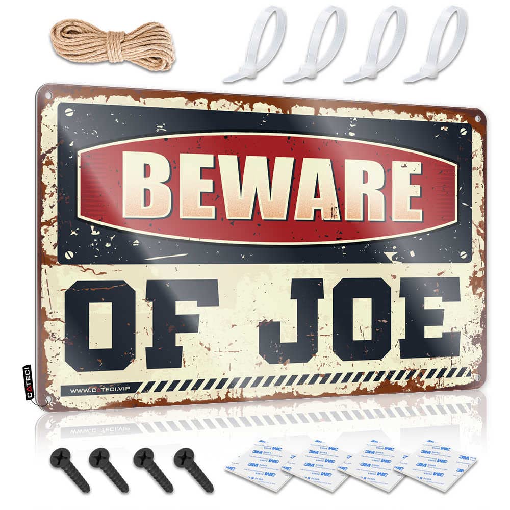 Outdoor Decorations For Patio Tin Metal Sign Soft Area | Beware Of Joe Stunning Man Cave Decoration(30X40CM)