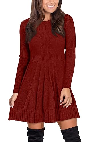 Maisolly Women Winter Cable Knit Sweater Dress Pullover Long Sleeve