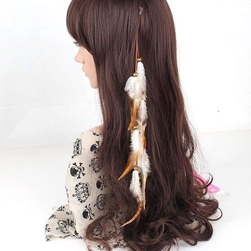 Miniatura 4 de Fodattm Extensiones de cabello hippie bohemio hechas a mano con clip de plumas, peine de plumas indias, tocado de horquilla para mujer, accesorios