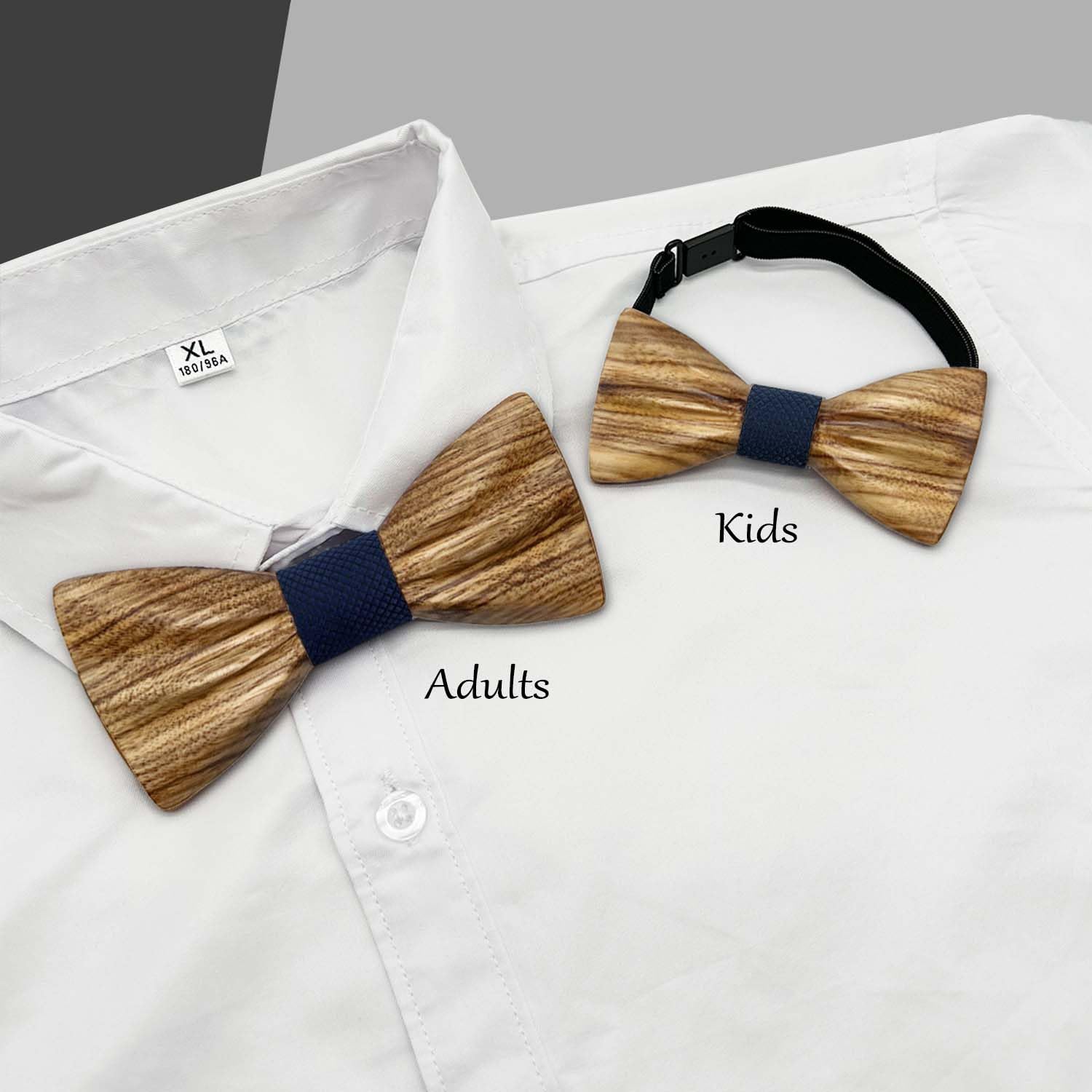 Set di papillon padre-figlio, 2 pezzi, papillon in legno, da uomo, bambino, regolabile, per feste, matrimoni, cerimonie