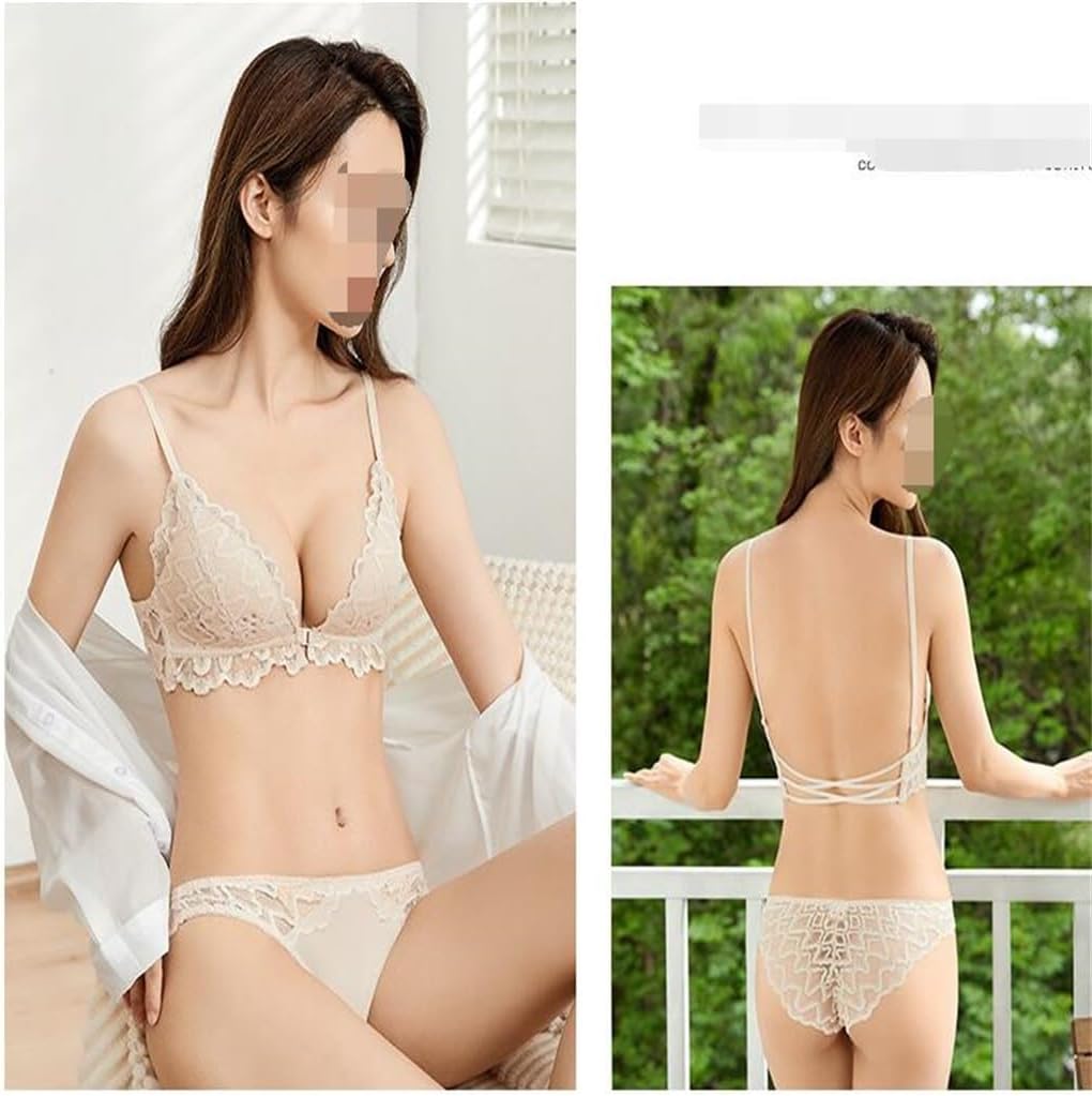 Thin Back Bra With Cross Front Buckle And Beautiful Set