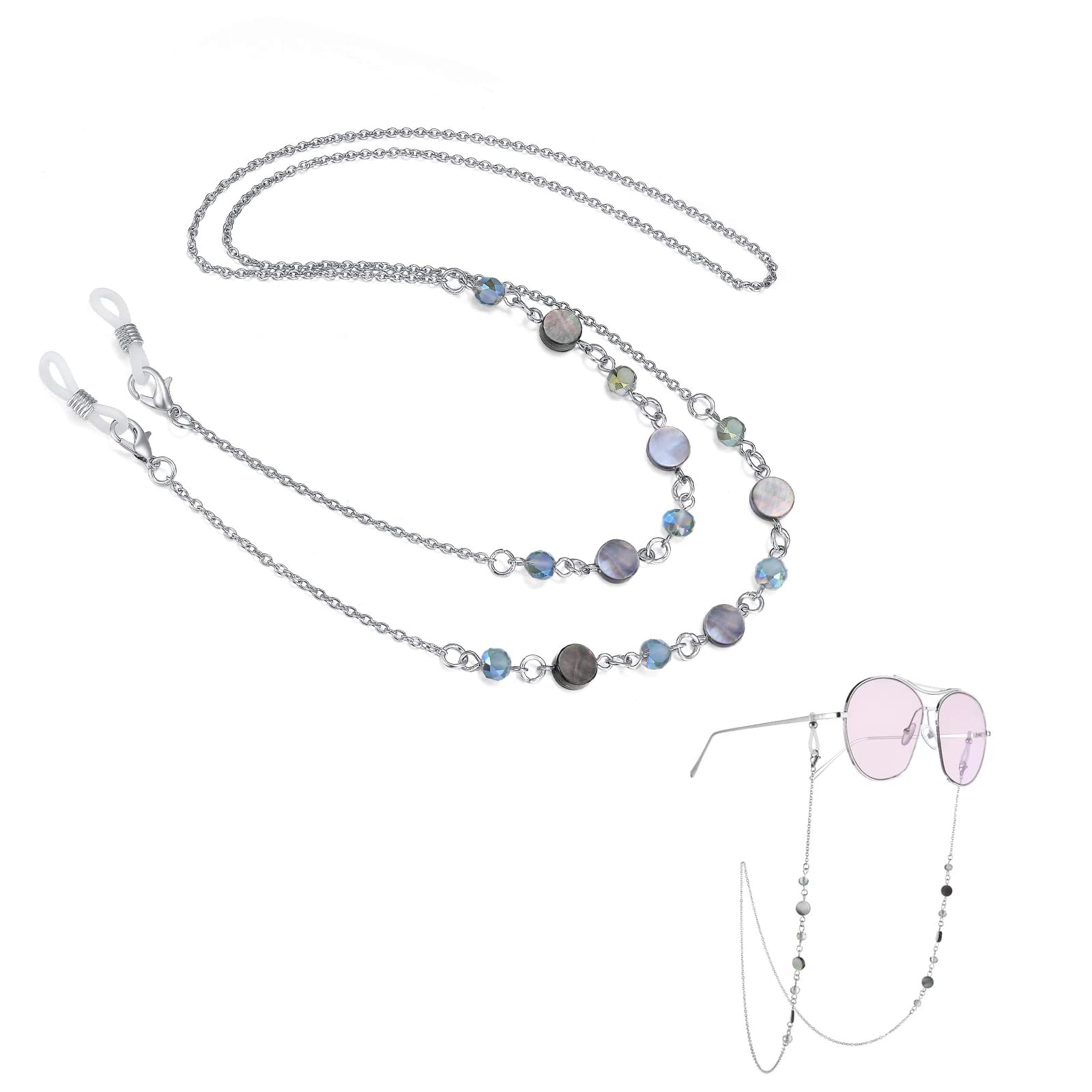 6 Catene Per Occhiali Con Anelli Silicone - Antiscivolo, Eleganti, Per Uomo E Donna - Foto 10